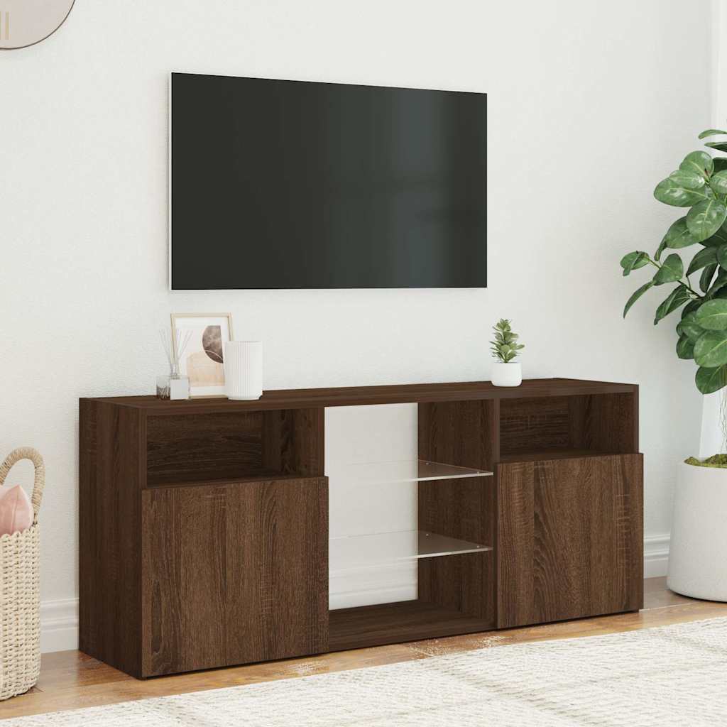 Mobile Porta TV con Luci LED Rovere Marrone 120x30x50 cm