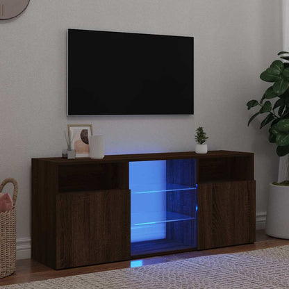 Mobile Porta TV con Luci LED Rovere Marrone 120x30x50 cm