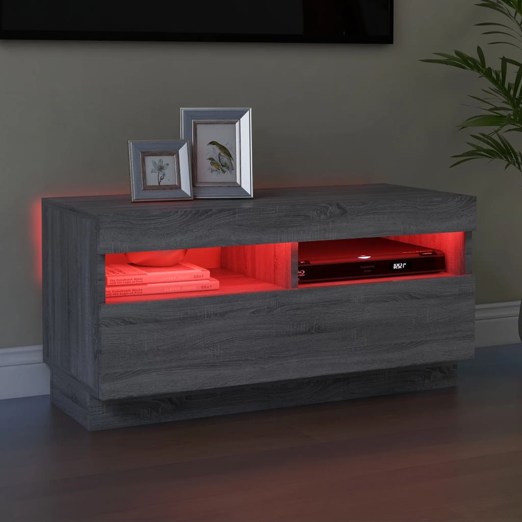 Mobile Porta TV con Luci LED Grigio Sonoma 80x35x40 cm