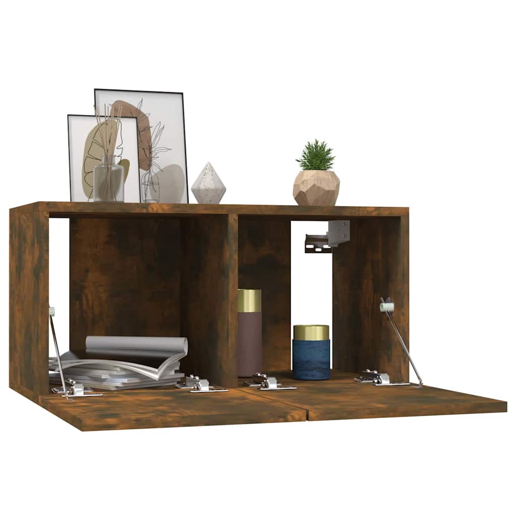 Mobili Porta TV Pensili 2 pz Rovere Fumo 60x30x30 cm