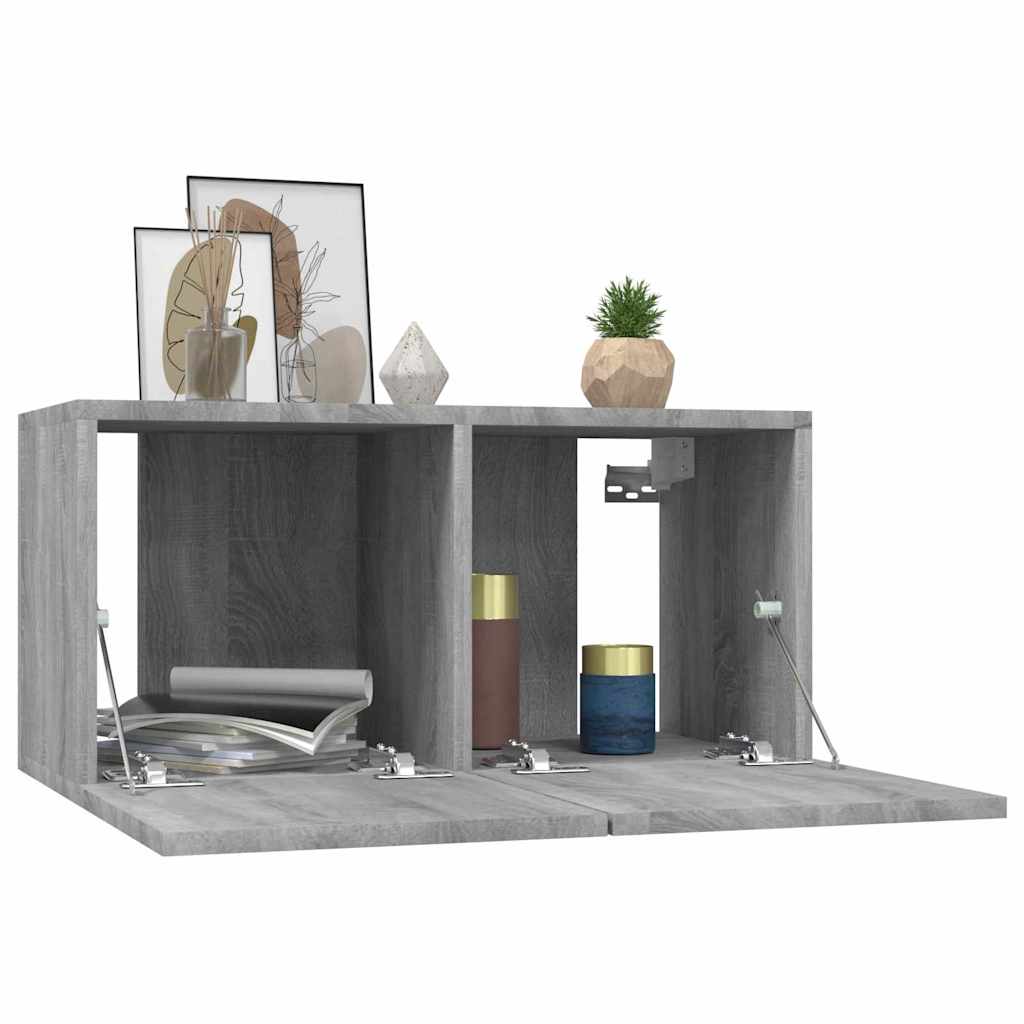 Mobili TV Pensili Grigio Sonoma 2 pz 60x30x30 Legno Multistrato