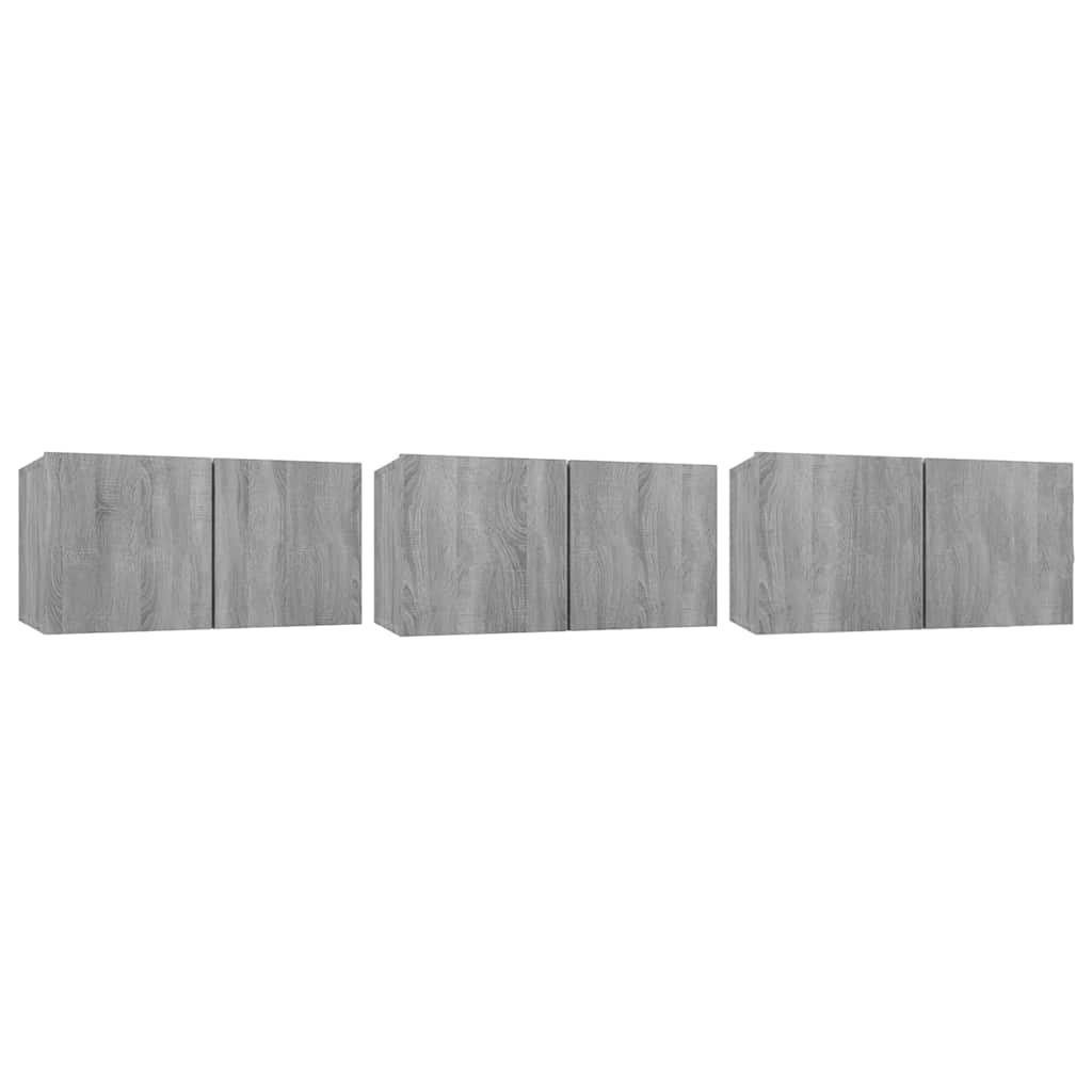 Mobili TV Pensili Grigio Sonoma 3 pz 60x30x30 Legno Multistrato