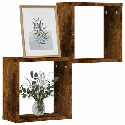 Mensole a Cubo 2 pz Rovere Fumo 30x15x30 cm