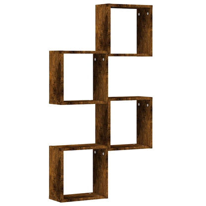 Mensole a Cubo 4 pz Rovere Fumo 30x15x30 cm