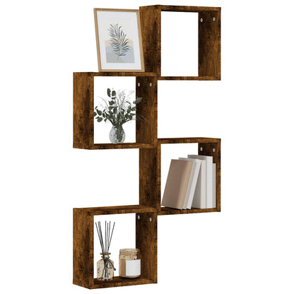 Mensole a Cubo 4 pz Rovere Fumo 30x15x30 cm