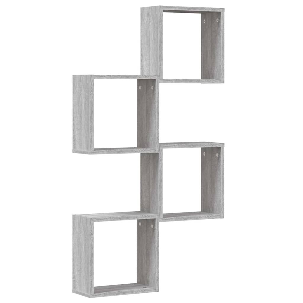 Mensole Parete a Cubo 4 pz Grigio Sonoma 30x15x30 cm