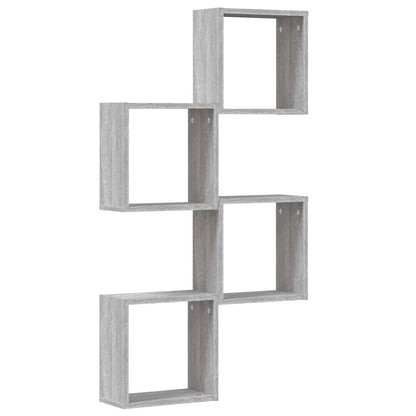 Mensole Parete a Cubo 4 pz Grigio Sonoma 30x15x30 cm