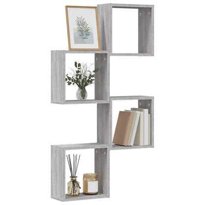 Mensole Parete a Cubo 4 pz Grigio Sonoma 30x15x30 cm