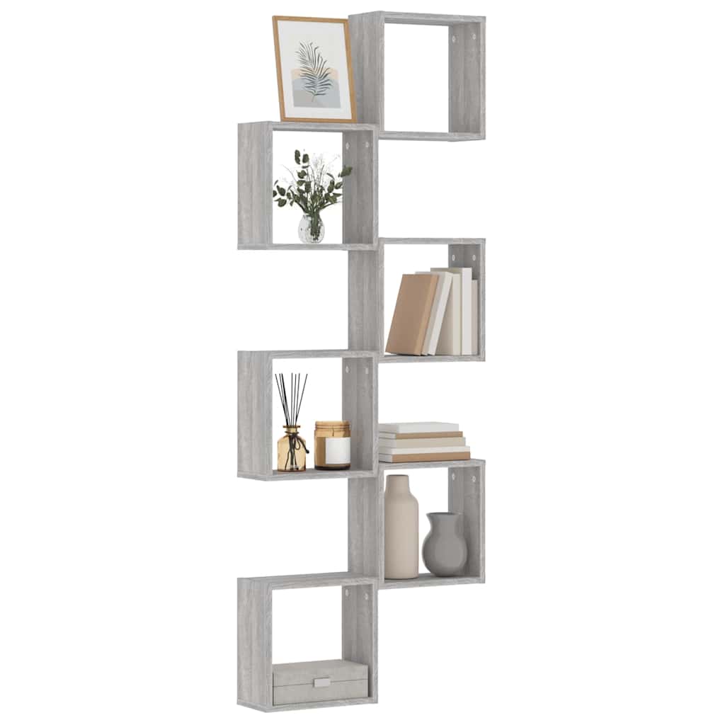 Mensole Parete a Cubo 6 pz Grigio Sonoma 30x15x30 cm