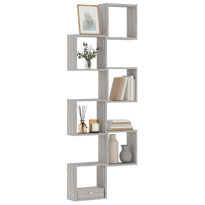 Mensole Parete a Cubo 6 pz Grigio Sonoma 30x15x30 cm
