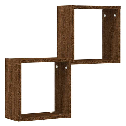 Mensole a Cubo 2 pz Rovere Marrone 30x15x30 cm