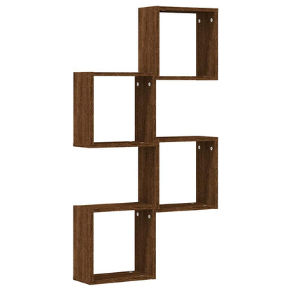 Mensole a Cubo 4 pz Rovere Marrone 30x15x30 cm
