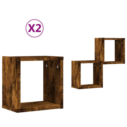 Scaffali da parete 2 pcs Rovere fumÃ© 26 x 15 x 26 cm