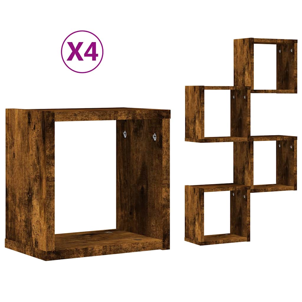 Scaffali da parete 4 pcs Rovere fumÃ© 26 x 15 x 26 cm