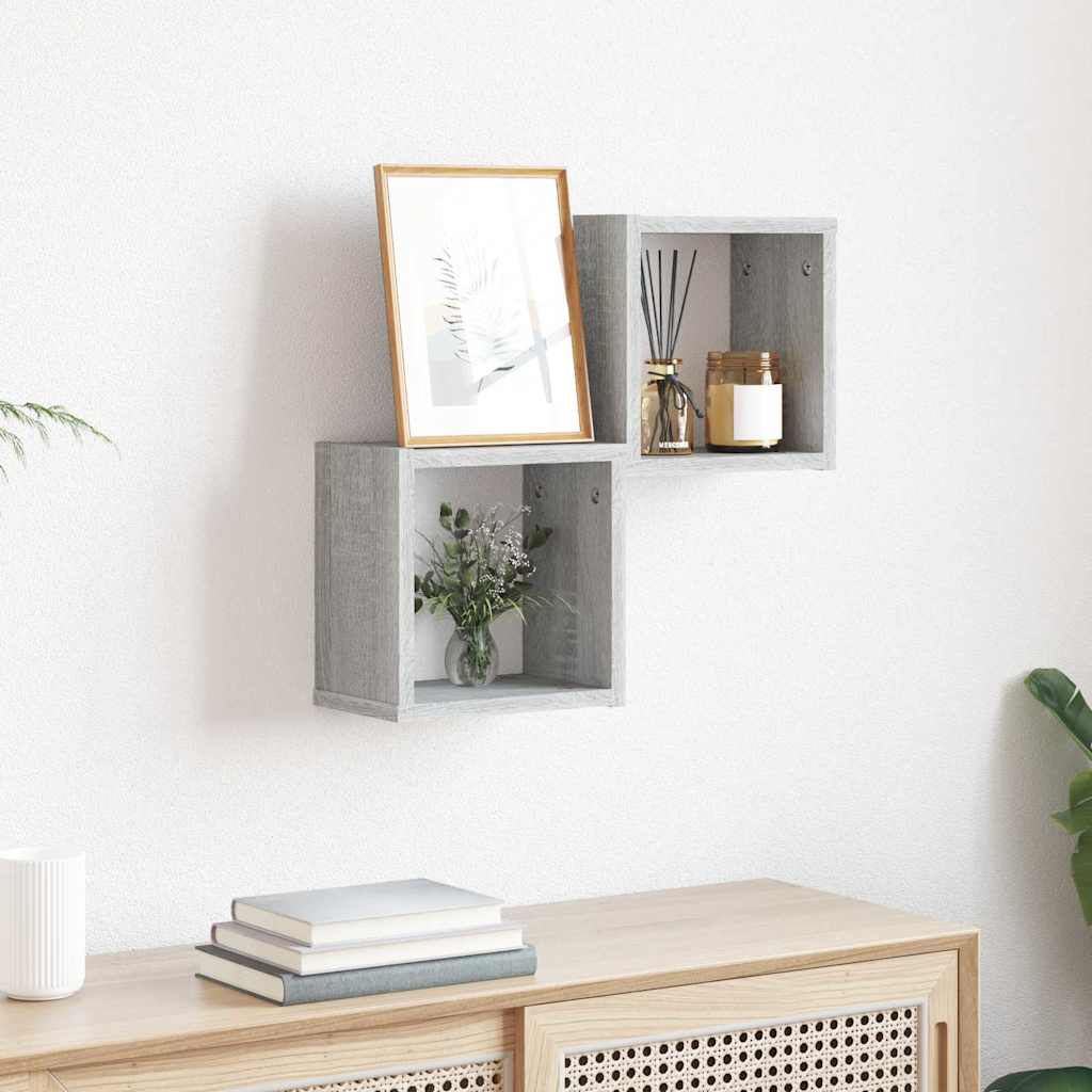 Scaffali da parete 2 pcs Grigio Sonoma 26 x 15 x 26 cm