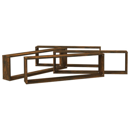 Mensole Parete Cubo 4pz Rovere Fumo 100x15x30 Legno Multistrato