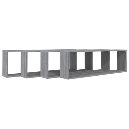 Mensole Cubo Muro 4pz Grigio Sonoma 100x15x30 Legno Multistrato