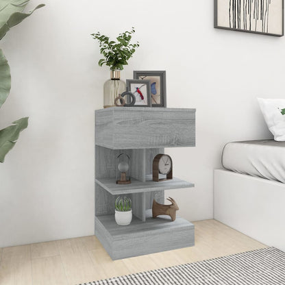 Comodino Grigio Sonoma 40x35x65 cm in Legno Multistrato
