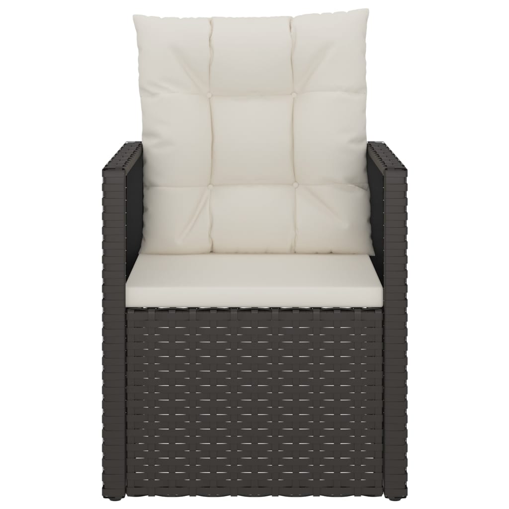 Set Divani da Esterno 3 pz con Cuscini in Polyrattan Nero