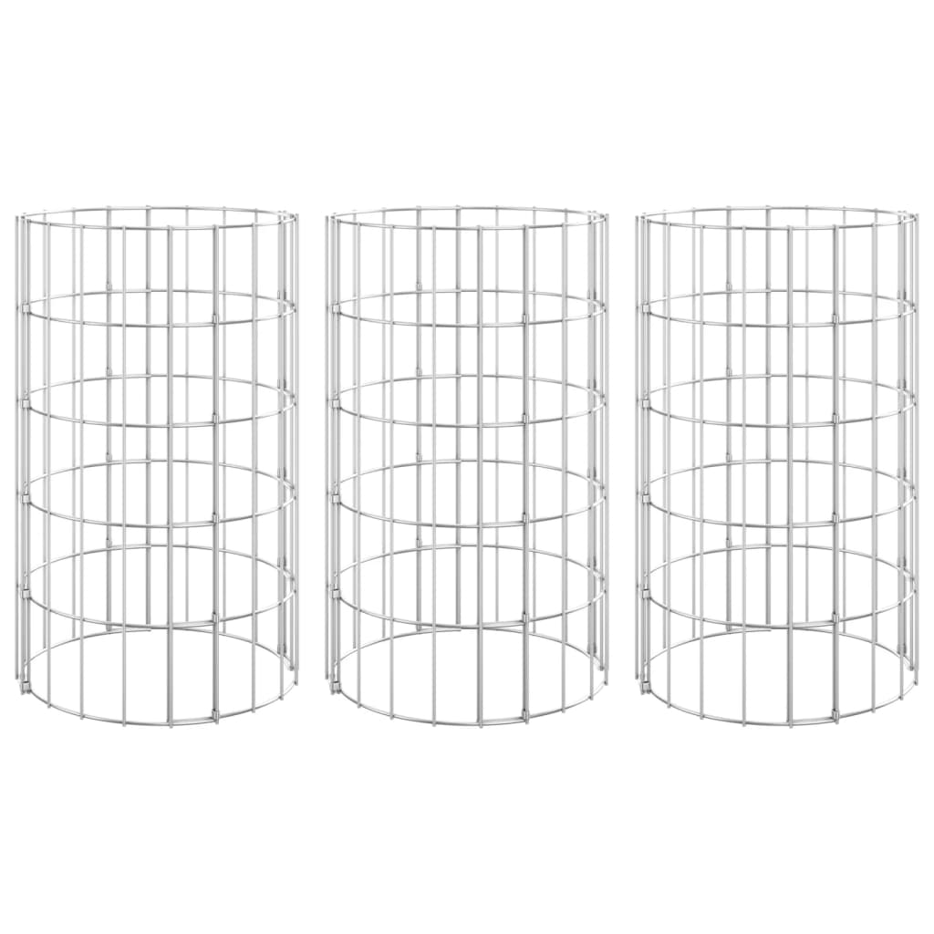 Fioriere Gabbione Circolare 3 pz in Acciaio Zincato ÃƒËœ30x50 cm