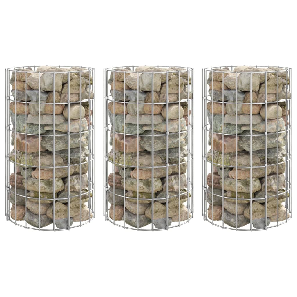 Fioriere Gabbione Circolare 3 pz in Acciaio Zincato ÃƒËœ30x50 cm