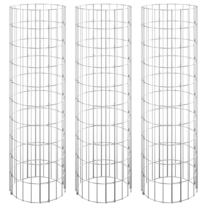 Fioriere Gabbione Circolare 3 pz in Acciaio Zincato Ã˜30x100 cm