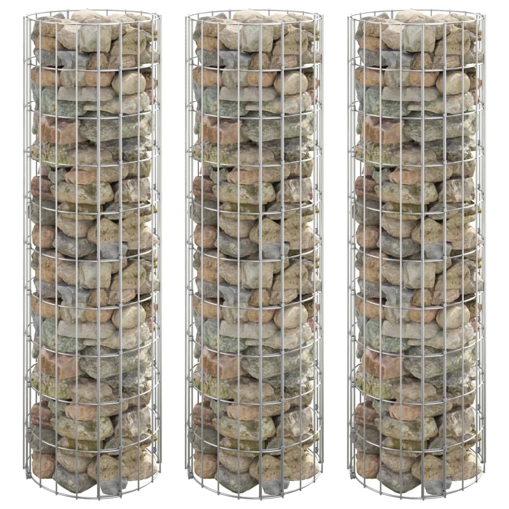 Fioriere Gabbione Circolare 3 pz in Acciaio Zincato Ã˜30x100 cm