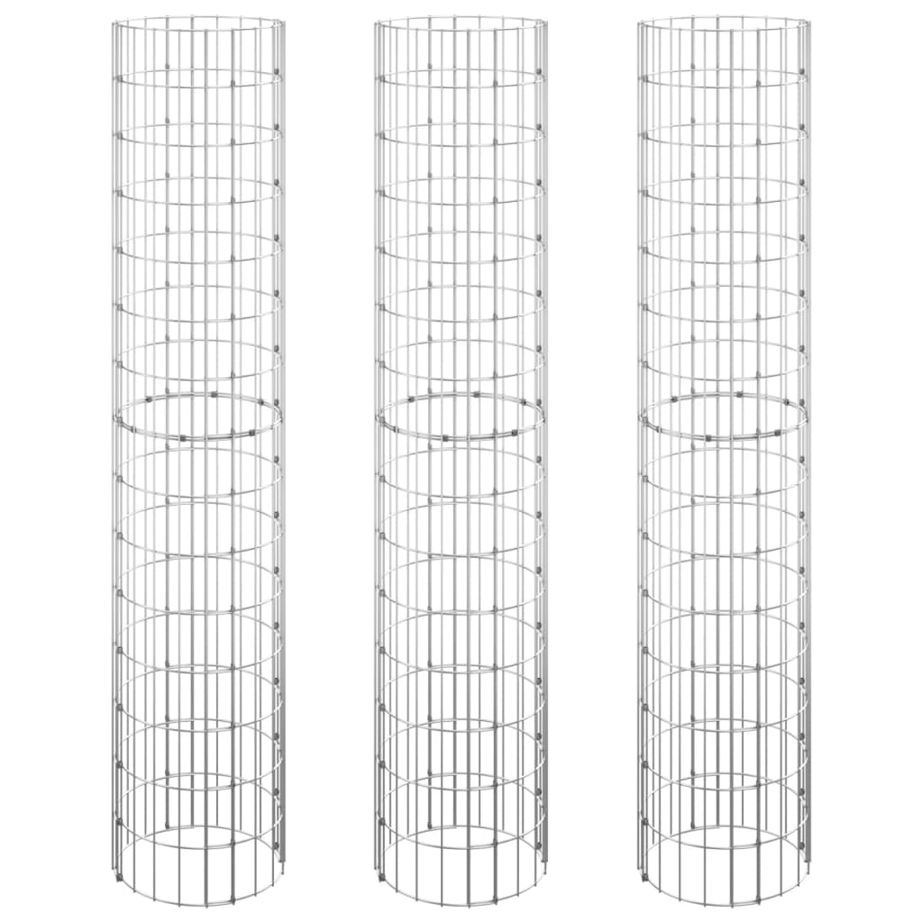 Fioriere Gabbione Circolare 3 pz in Acciaio Zincato Ã˜30x150 cm