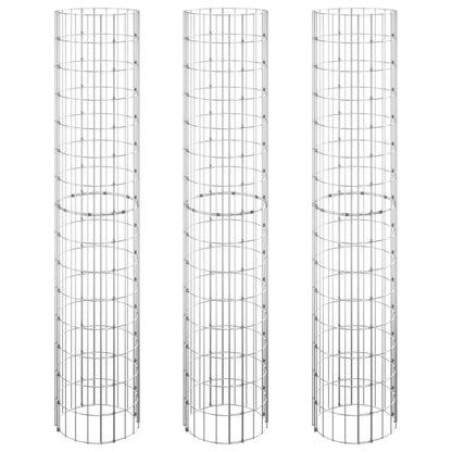 Fioriere Gabbione Circolare 3 pz in Acciaio Zincato Ã˜30x150 cm