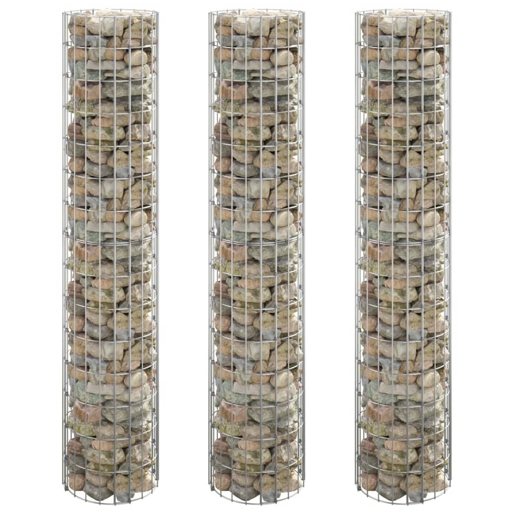 Fioriere Gabbione Circolare 3 pz in Acciaio Zincato Ã˜30x150 cm