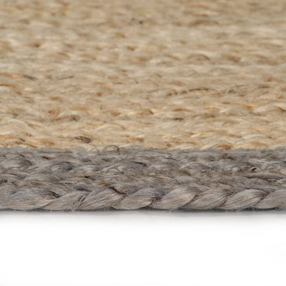 Tappeto Lavorato a Mano in Juta con Bordo Grigio 180 cm