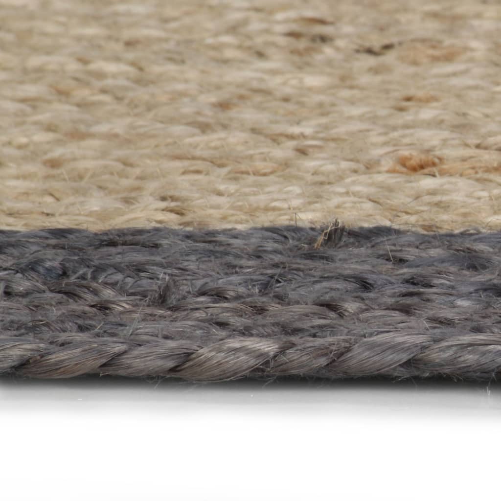 Tappeto Lavorato a Mano in Juta con Bordo Grigio Scuro 180 cm