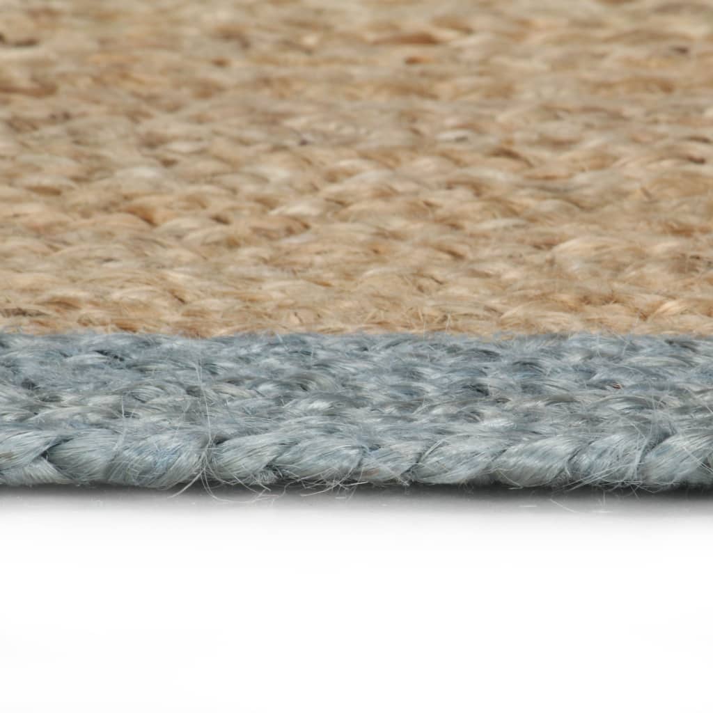 Tappeto Lavorato a Mano in Juta con Bordo Verde Oliva 180 cm