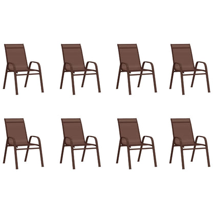 Set da Pranzo per Giardino 9 pz Marrone e Nero