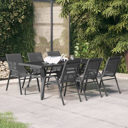 Set da Pranzo da Giardino 7 pz Grigio e Nero