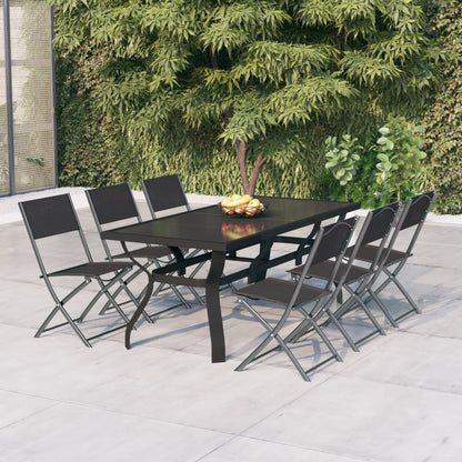 Set da Pranzo da Giardino 7 pz Grigio e Nero