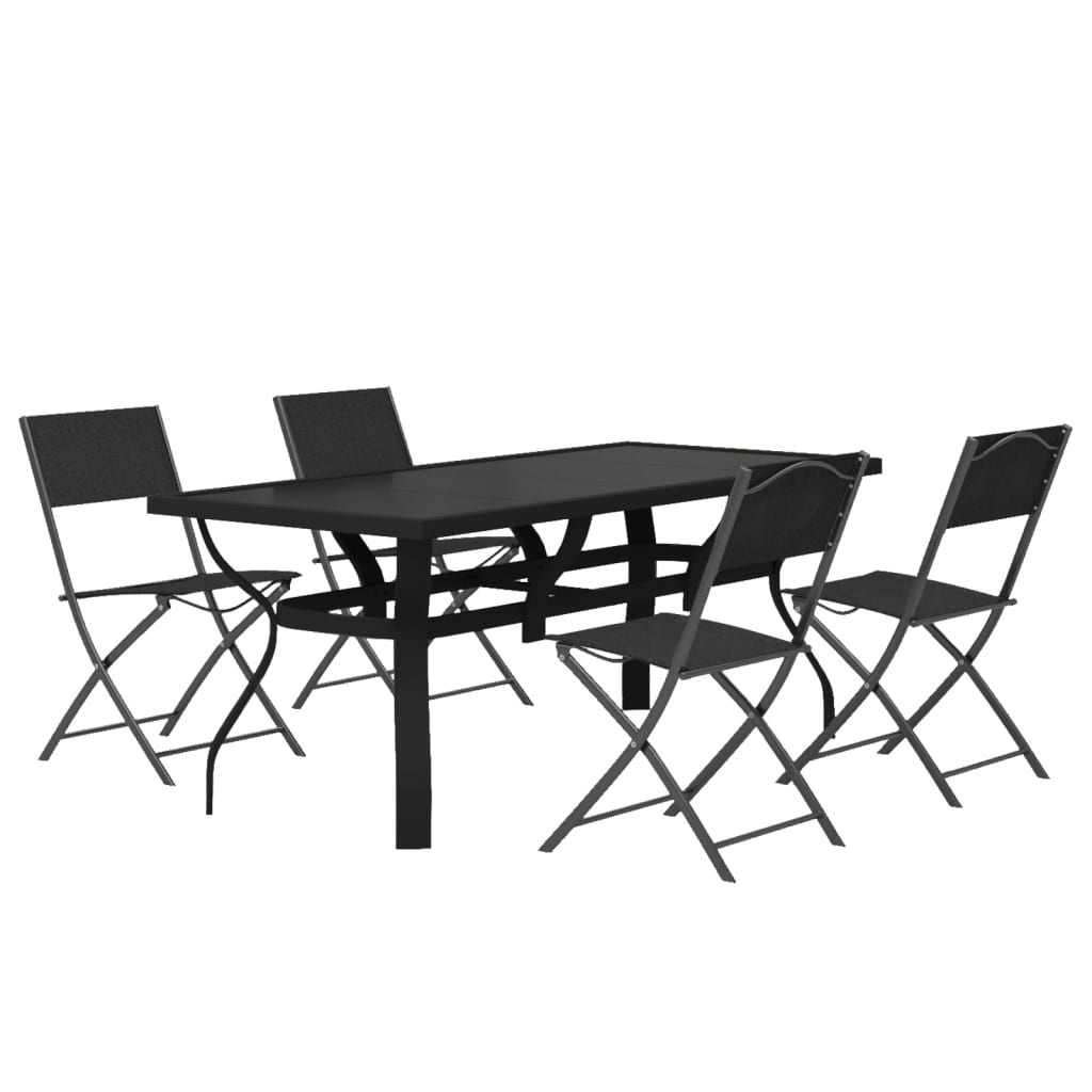 Set da Pranzo da Giardino 5 pz Grigio e Nero