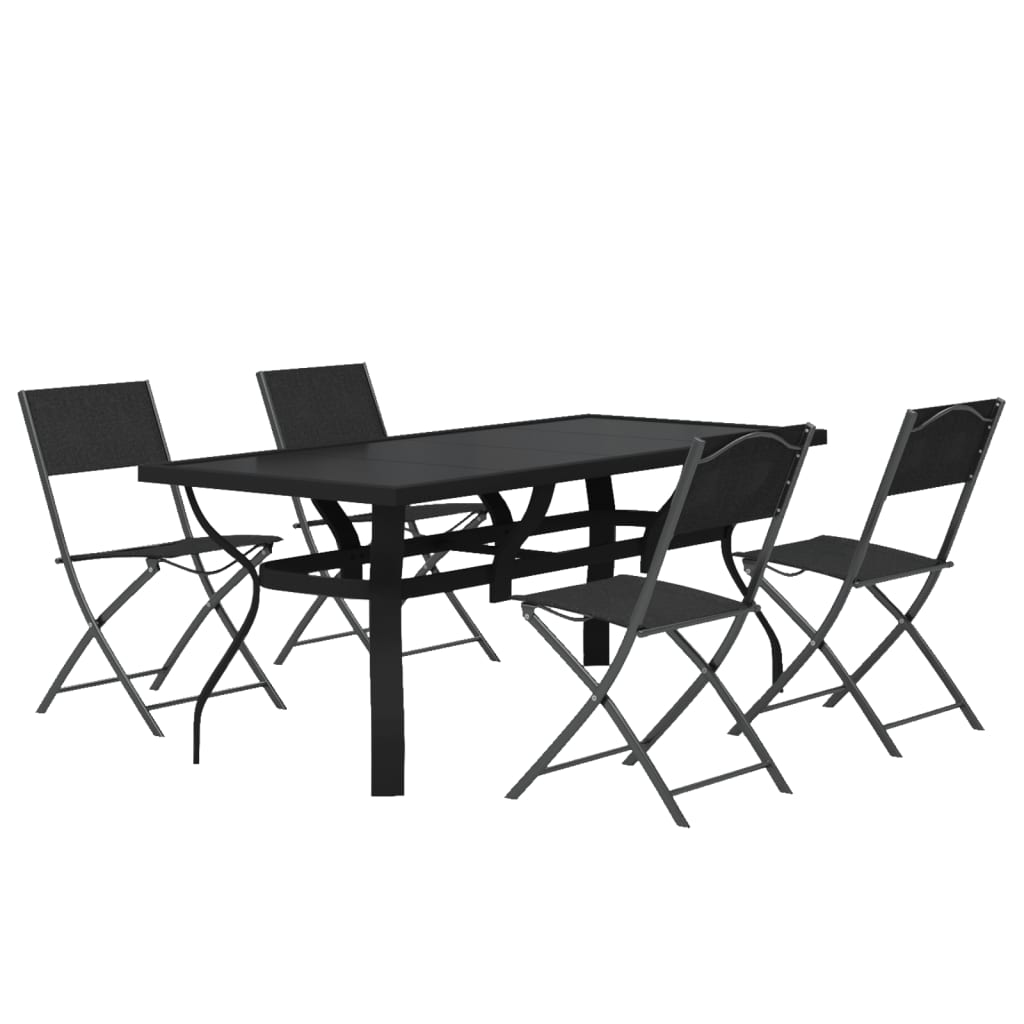 Set da Pranzo da Giardino 5 pz Grigio e Nero
