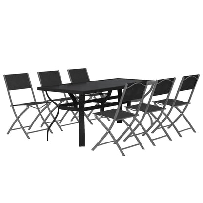 Set da Pranzo da Giardino 7 pz Grigio e Nero