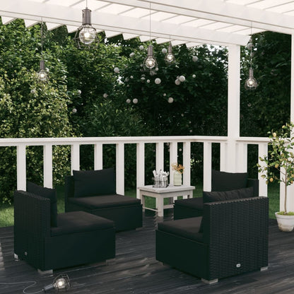 Set Divani da Giardino 4 pz con Cuscini in Polyrattan Nero