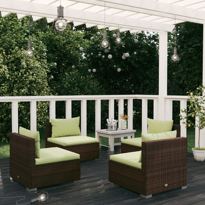 Set Divani da Giardino 4 pz con Cuscini in Polyrattan Marrone