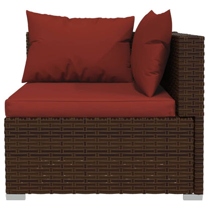 Set da Giardino 7 pz con Cuscini in Polyrattan Marrone