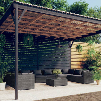 Set Divani da Giardino 11 pz con Cuscini in Polyrattan Grigio