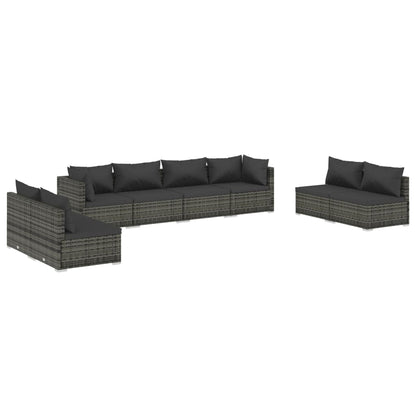 Set Divani da Giardino con Cuscini 8 pz in Polyrattan Grigio