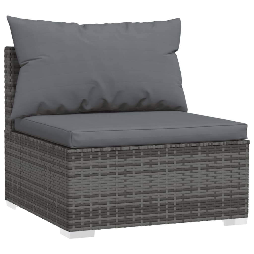 Set Divani da Giardino con Cuscini 8 pz in Polyrattan Grigio