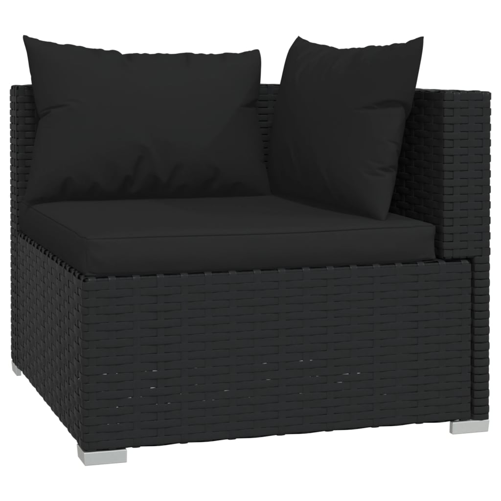 Set Mobili da Giardino con Cuscini 8 pz Nero in Polyrattan
