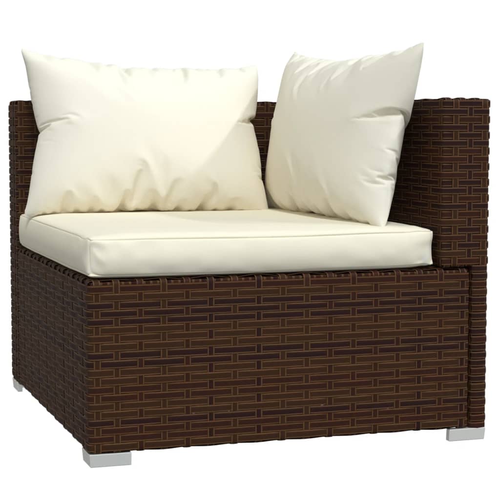 Set Divani da Giardino 12 pz con Cuscini Marrone in Polyrattan