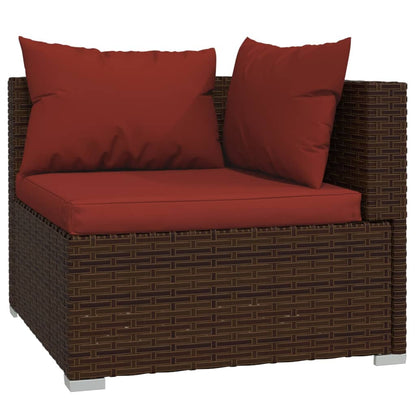 Set Divani da Giardino 12 pz con Cuscini Marrone in Polyrattan