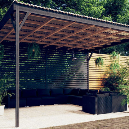 Set Divani da Giardino 10 pz con Cuscini in Polyrattan Nero