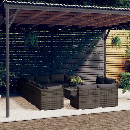 Set Divani da Giardino 13 pz con Cuscini in Polyrattan Grigio